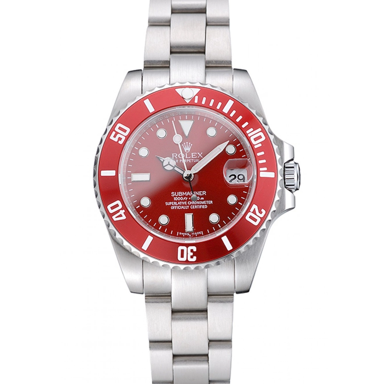 Aaa fake watches Rolex Stainless Red Bracelet Dial Steel 1454154 Submariner 0725